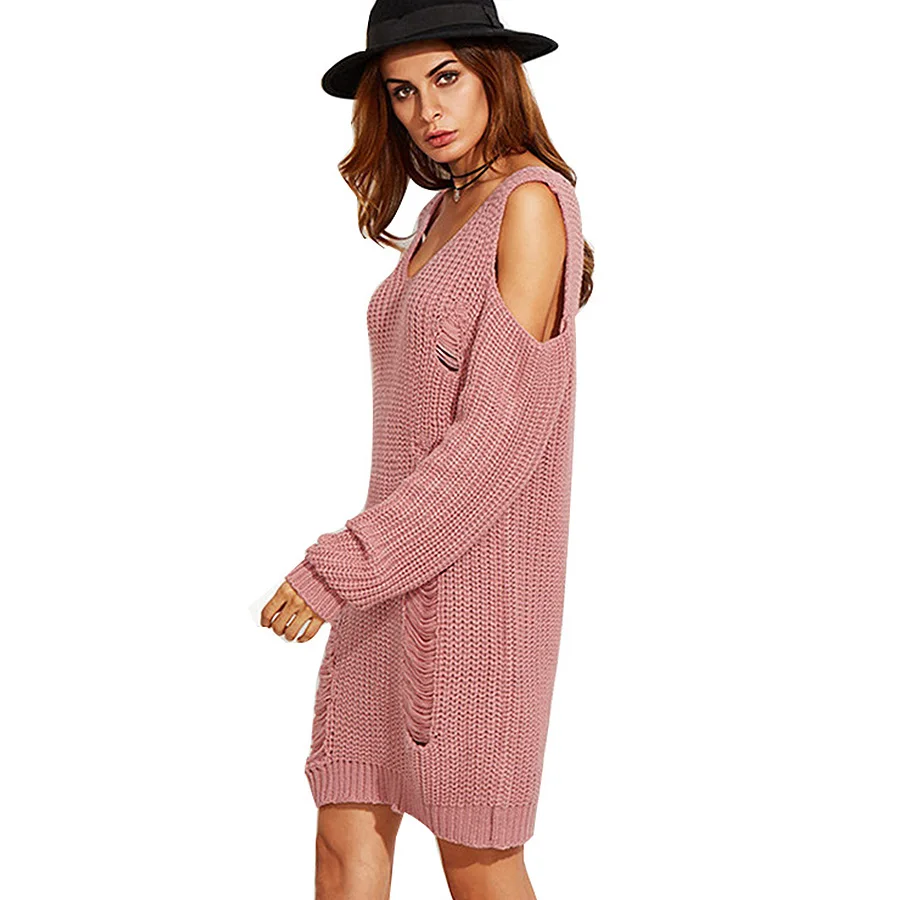 Осень-зима трикотажные длинные свитера модные женские Дизайн отверстие полого