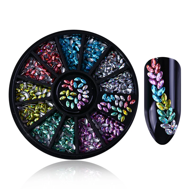 3D украшения для ногтей в колесах маркизные Шпильки лазерная Голография дизайна