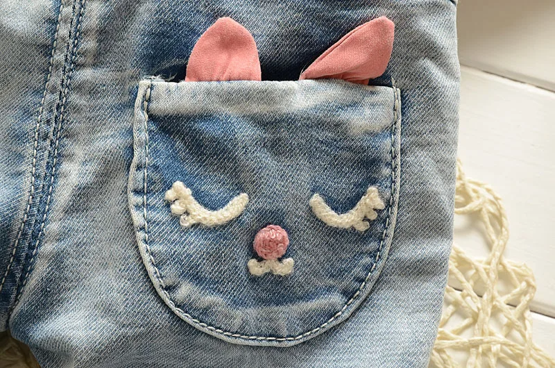 2017 г. Новое поступление джинсы для девочек с бабочками детские повседневные