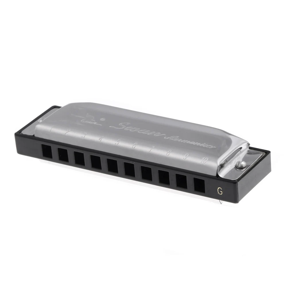 Harmonica Diatonic Blues Арфы рот Органы 10 отверстий гармоника ключ G Reed со Чехол серебро