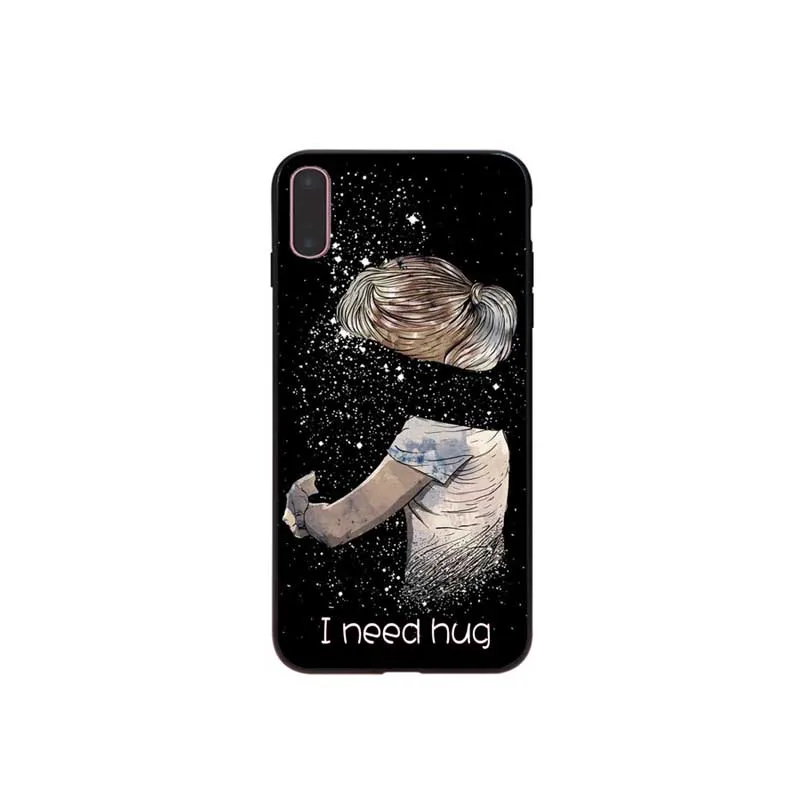 Одинокая девочка Качели Сад аниме для девочек нужно hug черный мягкий чехол