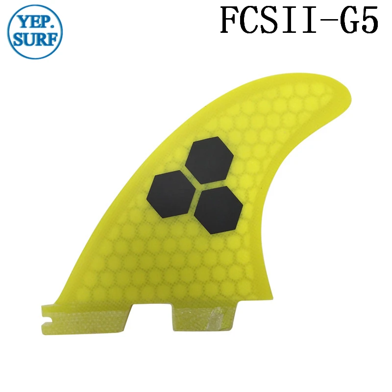 Плавники для серфинга FCS2 G5 Fin сотовый плавник доски желтого цвета Серфинг Quilhas