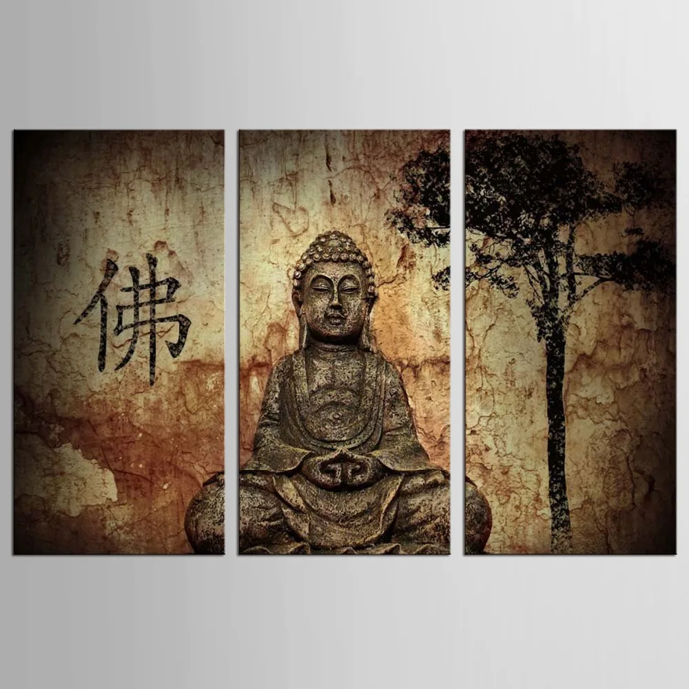 

3 Panel Buddha Statue Abstract Wall Art Picture Modern Home Decoration Living Room Or Bedroom Canvas Print Painting Wall Picture