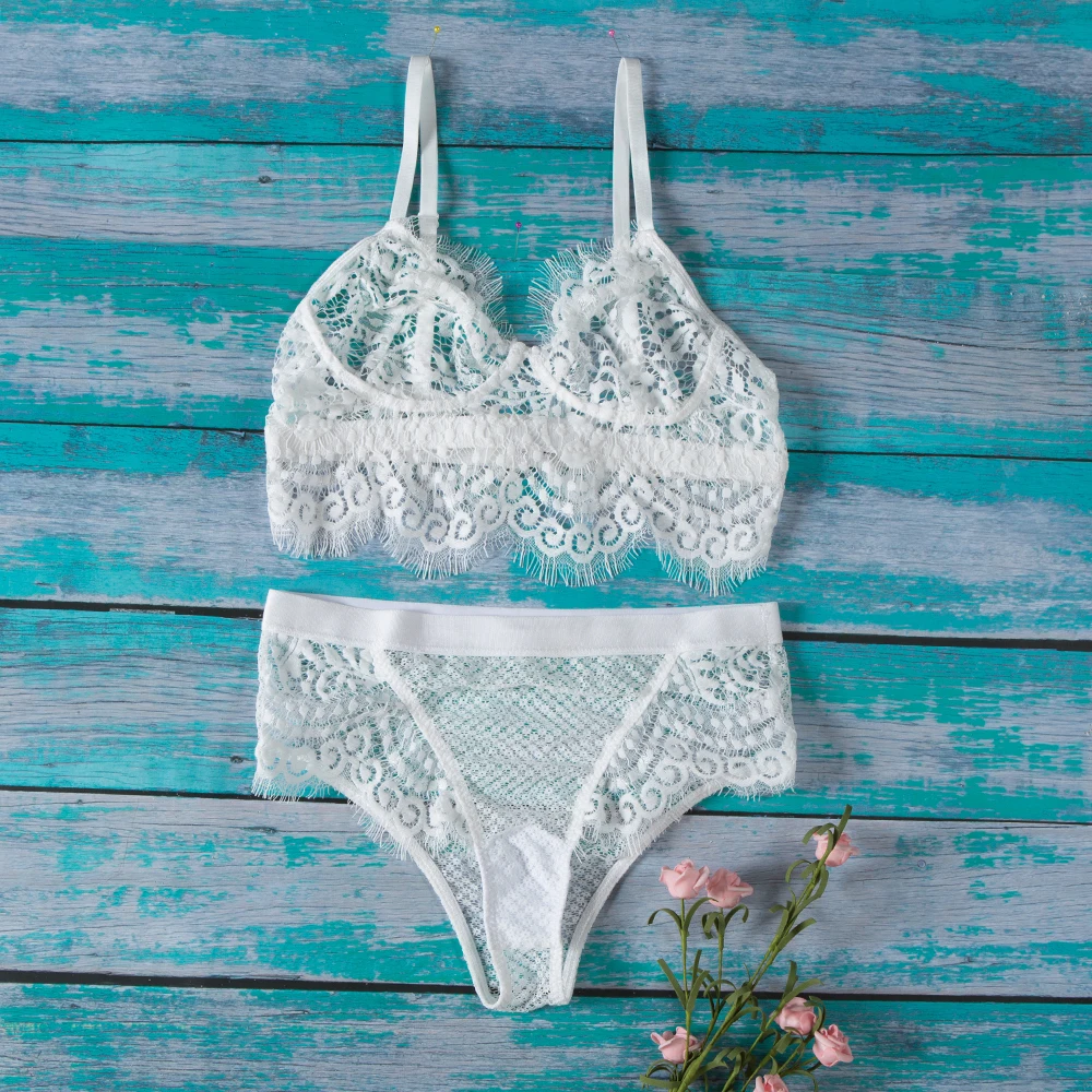 

Women Sexy Lingerie Set Floral Lace Underwear for Women Hot Erotic Babydolls Transparent Bra&Brief Set See Through Sexy Wear