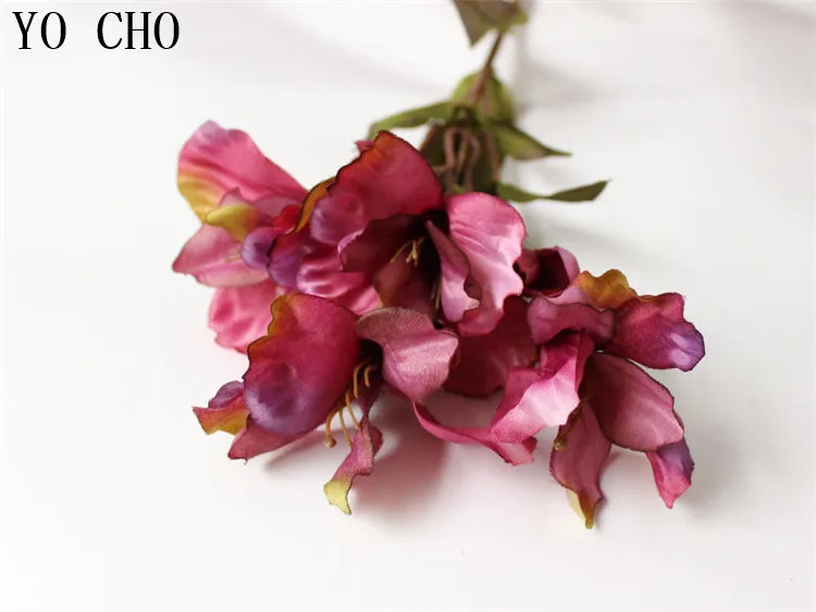 Wine Red Йо Чо синий 1 шт. Калла лилия Искусственные цветы ручной работы Домашний Декор Шелковый Искусственный цветок свадебный букет марридж декоративные Вечерние - Цвет: Wine Red