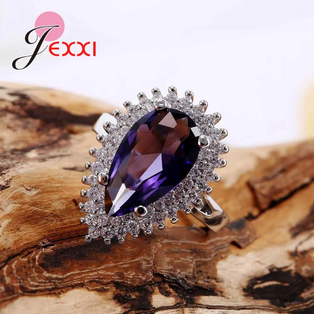 

Deep Purple Elegant 925 Sterling Silver Finger Rings for Women High Quality Engagement Jewelry For Mature Women