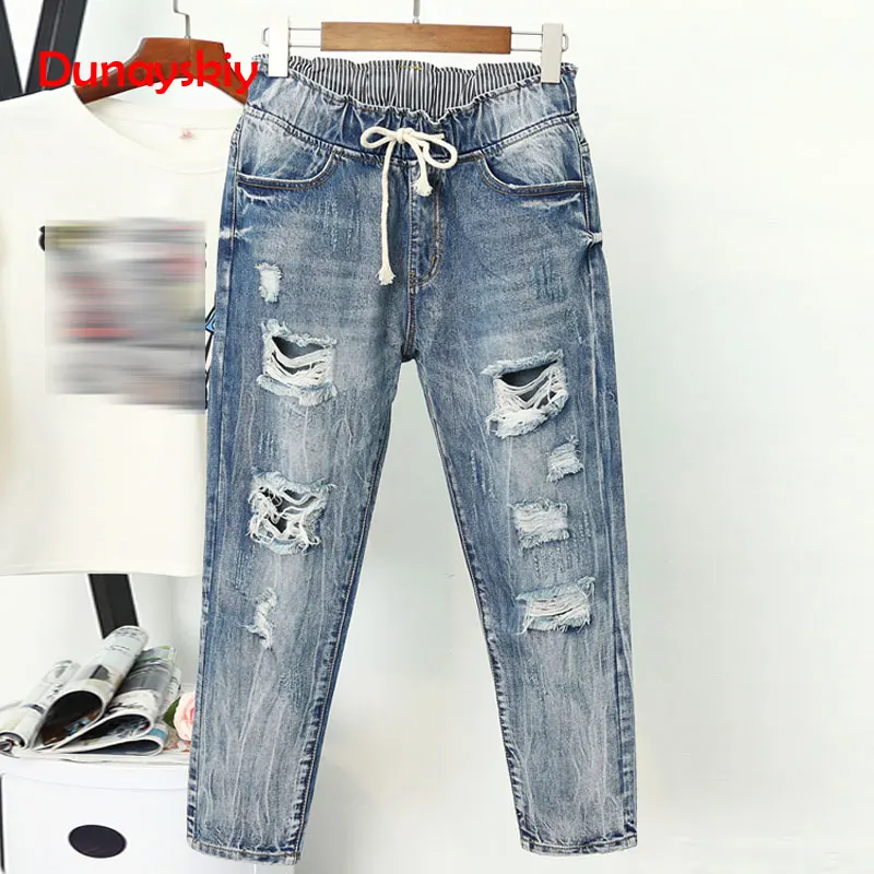 

Summer Ripped Boyfriend Jeans For Women Fashion Loose Vintage High Waist Jeans Plus Size Jeans 5XL Pantalones Mujer Vaqueros
