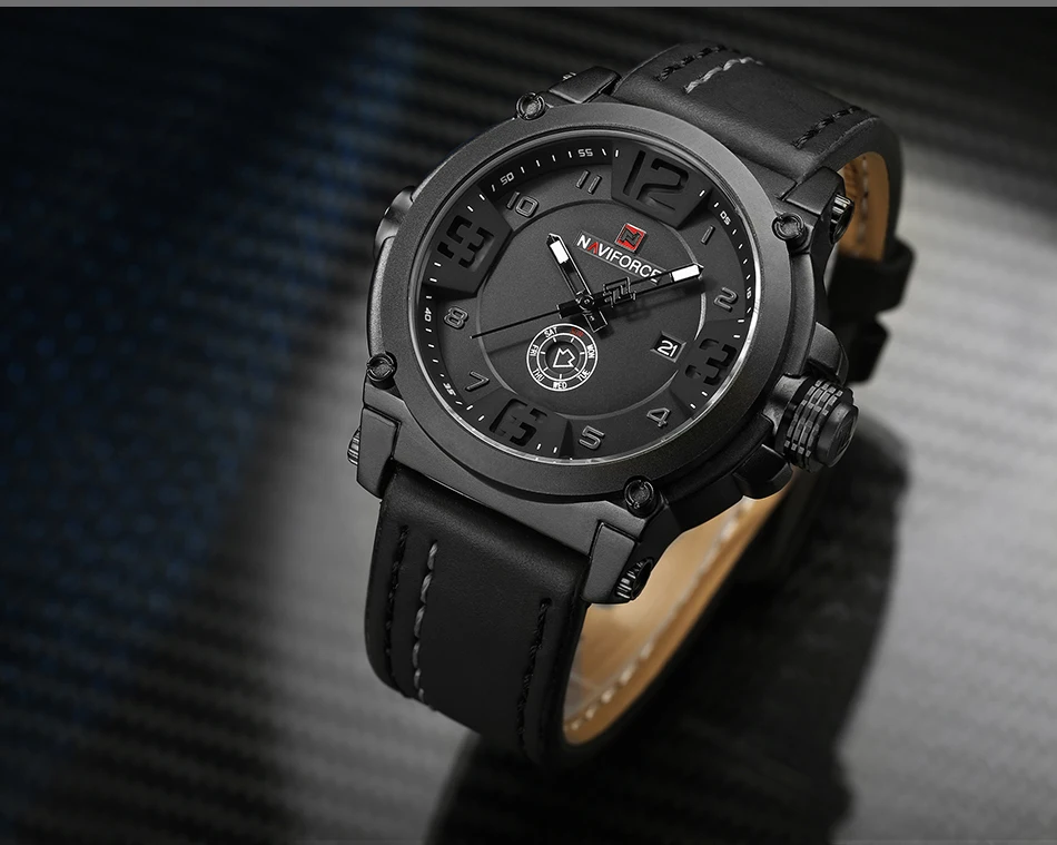 Мужские часы NAVIFORCE Топ люксовый бренд мужские кожаные часы Мужские Аналоговые кварцевые часы водонепроницаемые спортивные армейские военные наручные часы