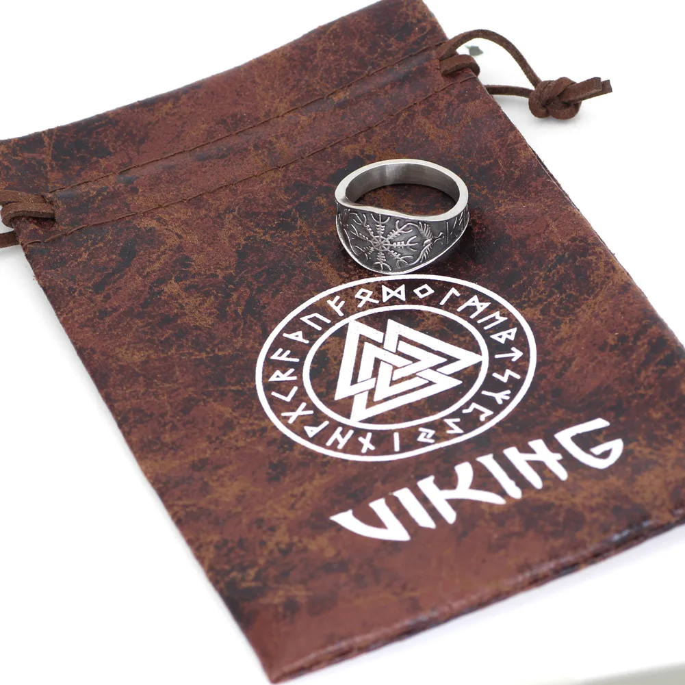 Скандинавский Викинг символ Одина Ворон рун Vegvisir кольцо из нержавеющей стали с
