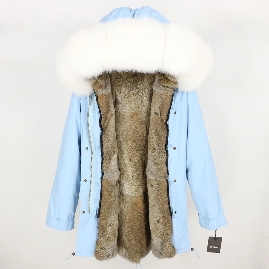 8 OFTBUY, зимняя женская куртка, длинная парка, Воротник из натурального Лисьего меха, капюшон, подкладка из натурального кроличьего меха, Толстая теплая парка, уличная Роскошная - Цвет: 8