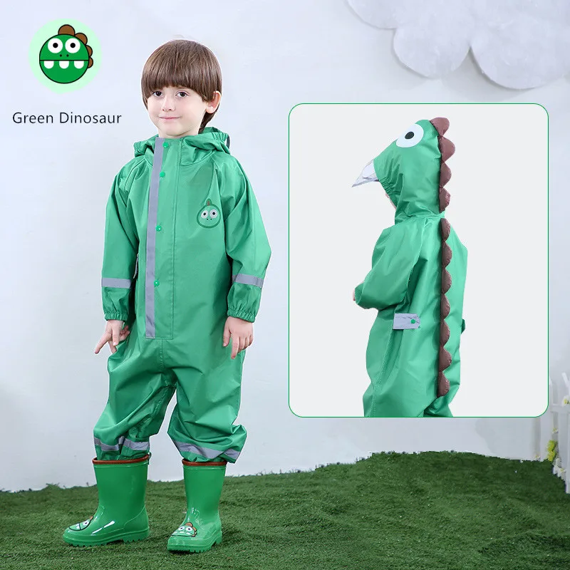 Зеленый Водонепроницаемый детский дождевик с 3D рисунком, 90-135 см, детский плащ-дождевик для мальчиков и девочек - Цвет: Зеленый