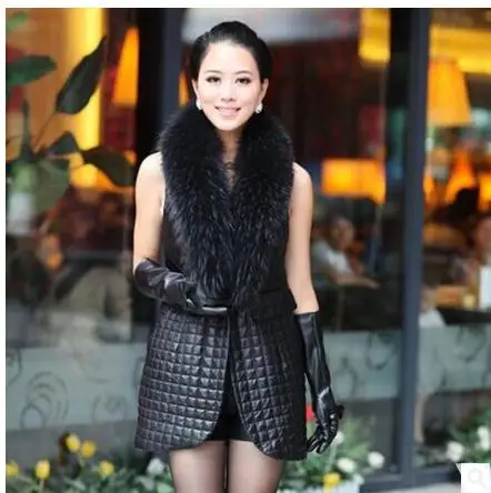 s/9XL Womens Spring Autumn Long Patchwork Pu Leather Vests Man-Made Fur Stitching Waistcoats Black Vest Coats Plus Size K222 | Женская
