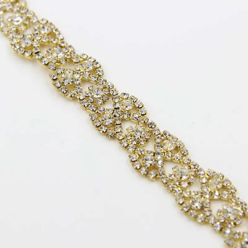 5 ярдов золотые стразы аппликации свадебные кристаллы шитье алмазные отделка