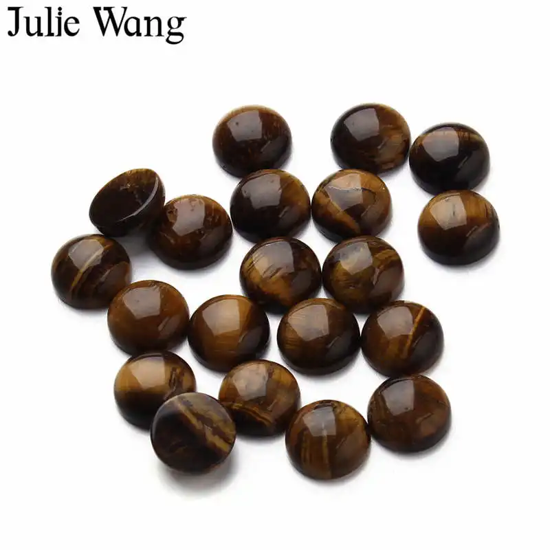 Julie Wang 10 шт. 14/18 мм кабошоны из коричневого камня с плоским основанием