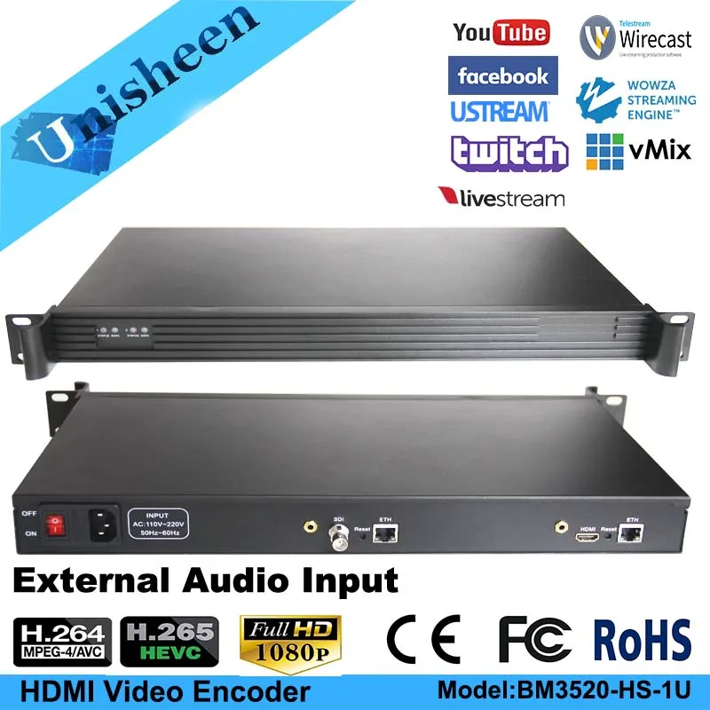 

H.265 HEVC MPEG-4 AVC/H.264 2in1 HDMI Video Encoder HDMI Transmitter live Broadcast encoder H264 encoder