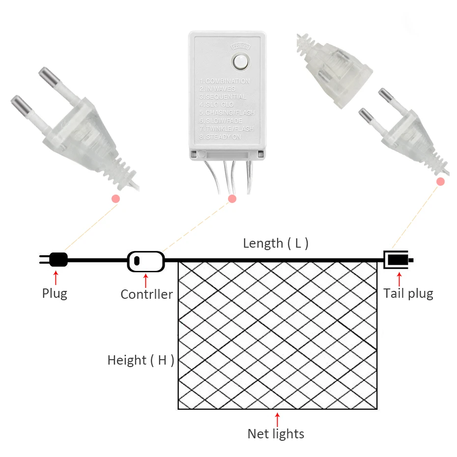 

AC200-240V Waterproof Led String Lights Outdoor Holiday Net Mesh String Light RGB White Warm White Blue for Indoor/Outdoor Decor