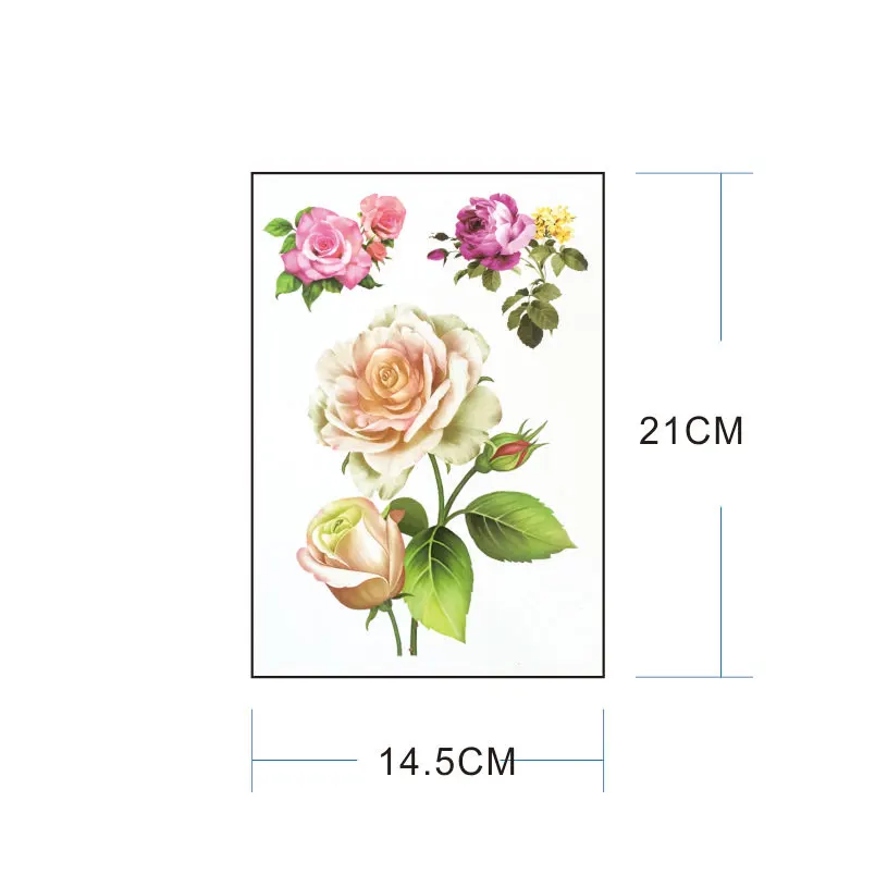 FT04 желтая белая роза временная татуировка тела красный и розовый Роза stattoos