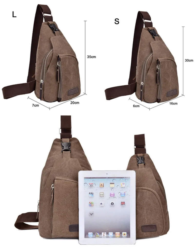 Мужская мода Грудь Сумки Повседневные холст Диагонали Пакет Водонепроницаемый