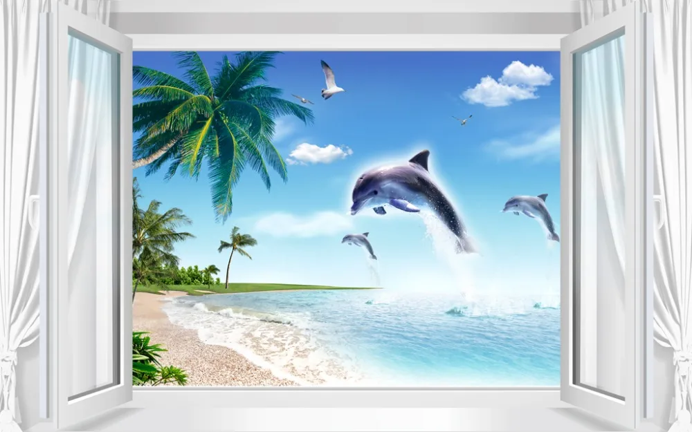 

3D Curtains home windows Spray coconut 3D Curtains For Bedding room Hotel window Blackout photo 3d curtains