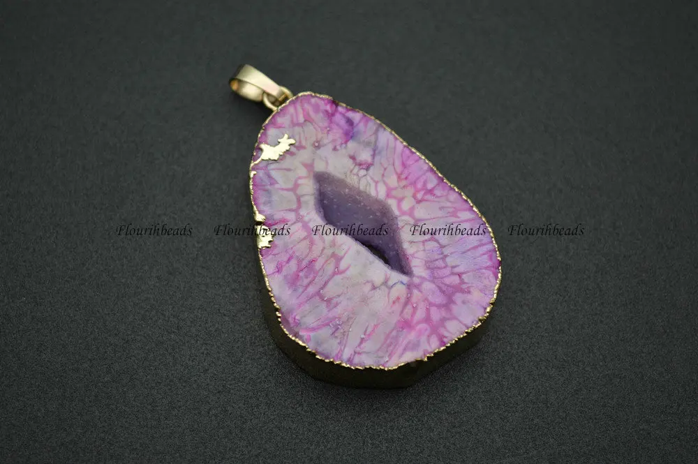 Красный фиолетовый цвет Geode Druzy Агат камень подвески|Подвески| |