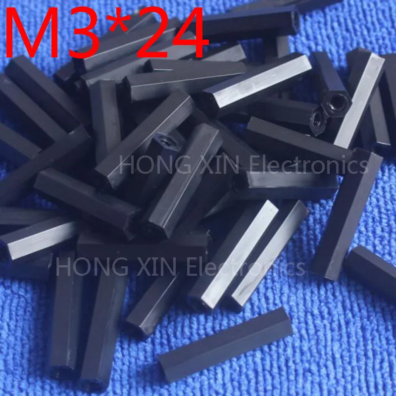 M3 * 24 черный 1 шт. нейлоновая Шестигранная гнездо с резьбой шестиугольная