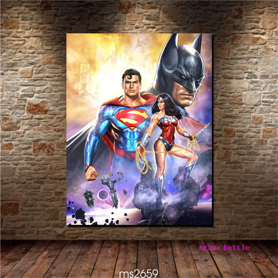 DC Супермен против Бэтмена чудо-Картина на холсте женщина печать гостиной