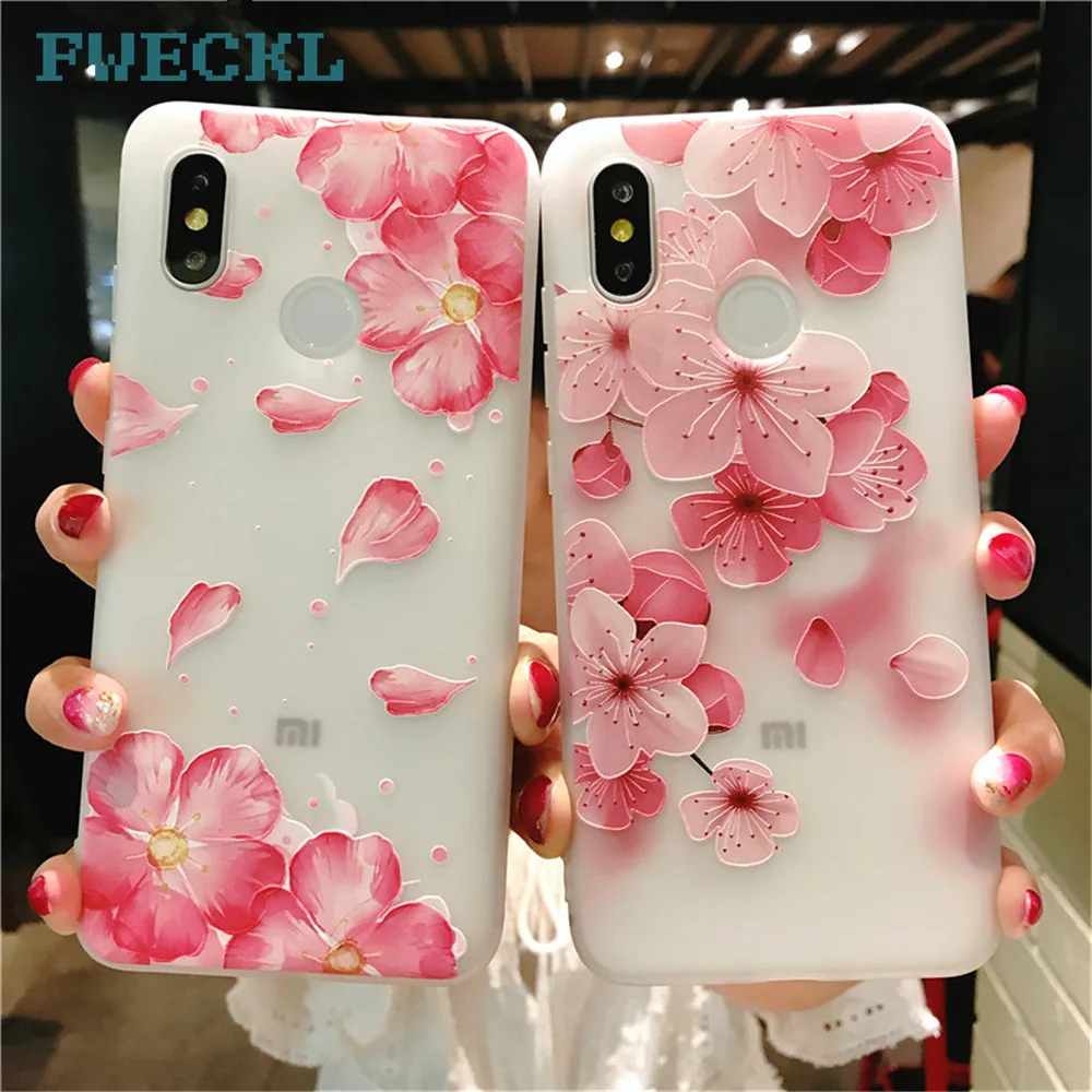 Японский стиль Персиковый Цветок 3D Рельефный цветочный узор Мягкий ТПУ