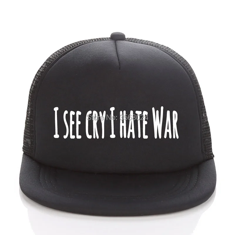 Летняя сетчатая Кепка-тракер для взрослых и детей с принтом I SEE CRY HATE WAR бейсболка