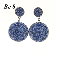 be8 brand round shape multicolor cubic zircon drop earrings for women fashion jewelry brincos black gun plated accessories e 318