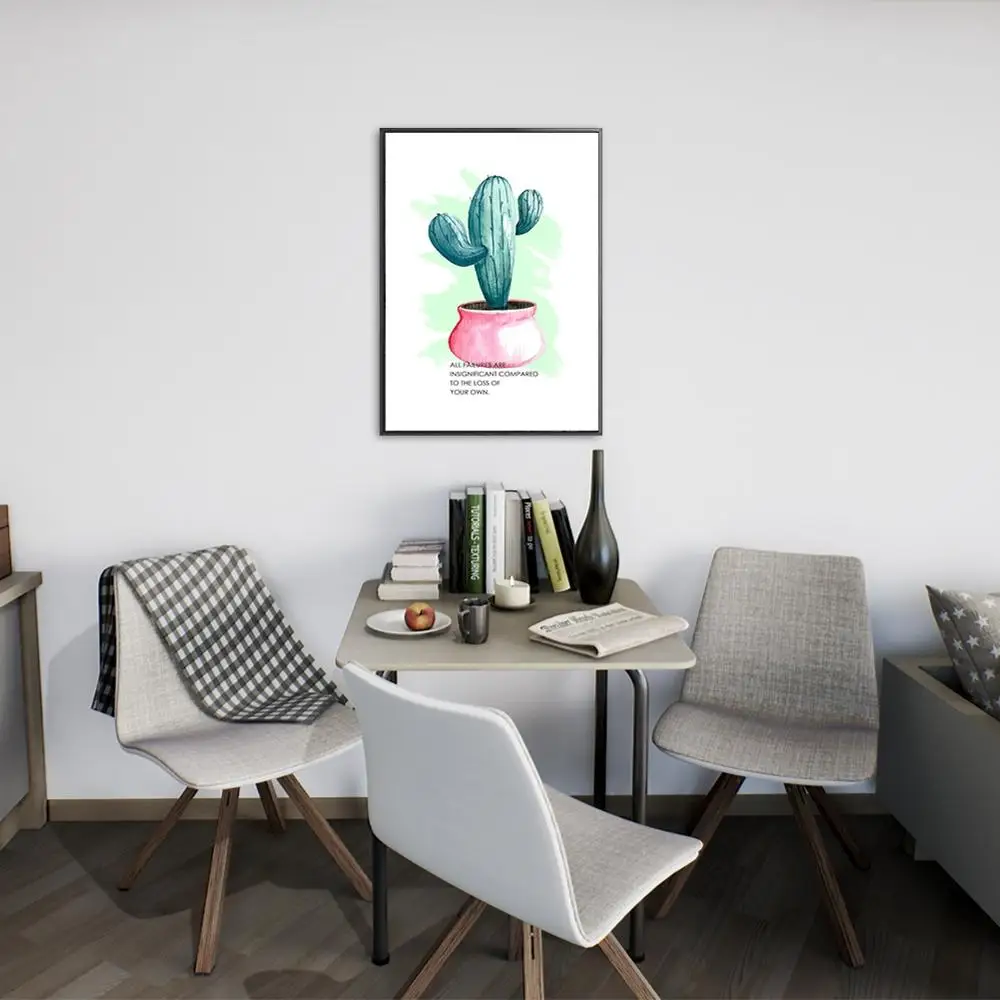 Скандинавский акварельный Зеленый Кактус растительный постер принт хипстер