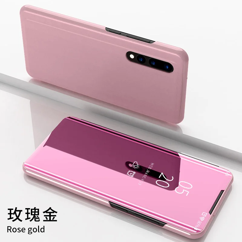 Зеркальный флип-чехол для huawei P30 Pro P20 Lite Honor20 Mate20, чехол, умный прозрачный кожаный чехол с подставкой 360, полная защита, роскошный чехол - Цвет: rose