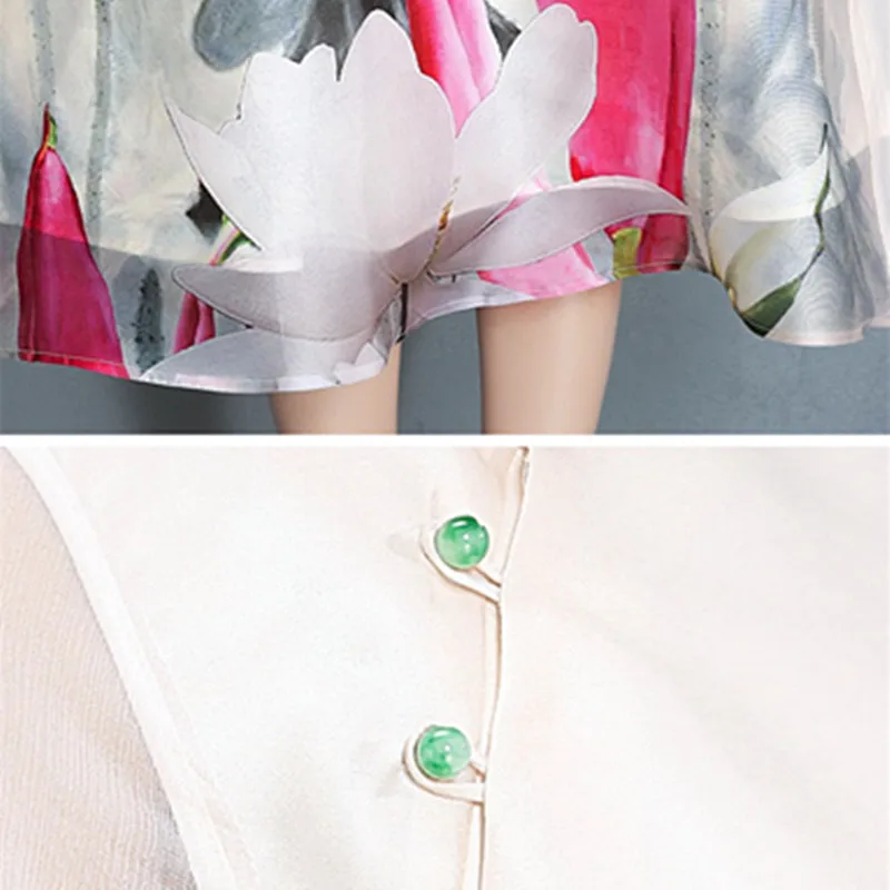 Новинка 2018 весенне-летнее женское шелковое платье свободное с принтом модное