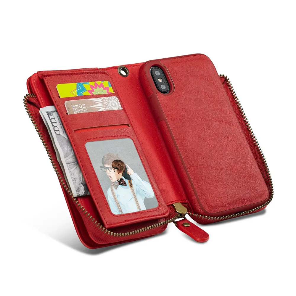 Luxury Women Handbag Genuine Leather Wallet Case For iPhone X Xr Xs Max Flip Cover Multi Card Slots Detached | Мобильные телефоны и