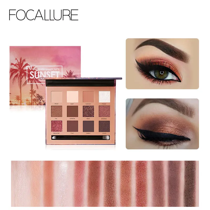 

FOCALLURE 12 Colors Eyeshadow Palette Glitter Matte Shimmer Powder Suit for Daily Party Super High Pigment Eye Makeup Shadow