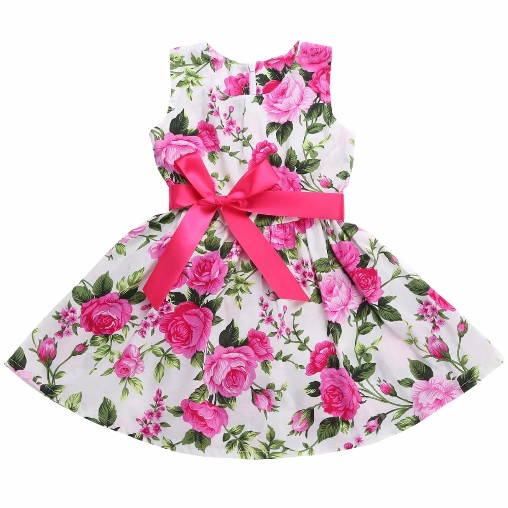 платья для девочек хлопок Цветок одежда платье летнее безрукавный принцесса