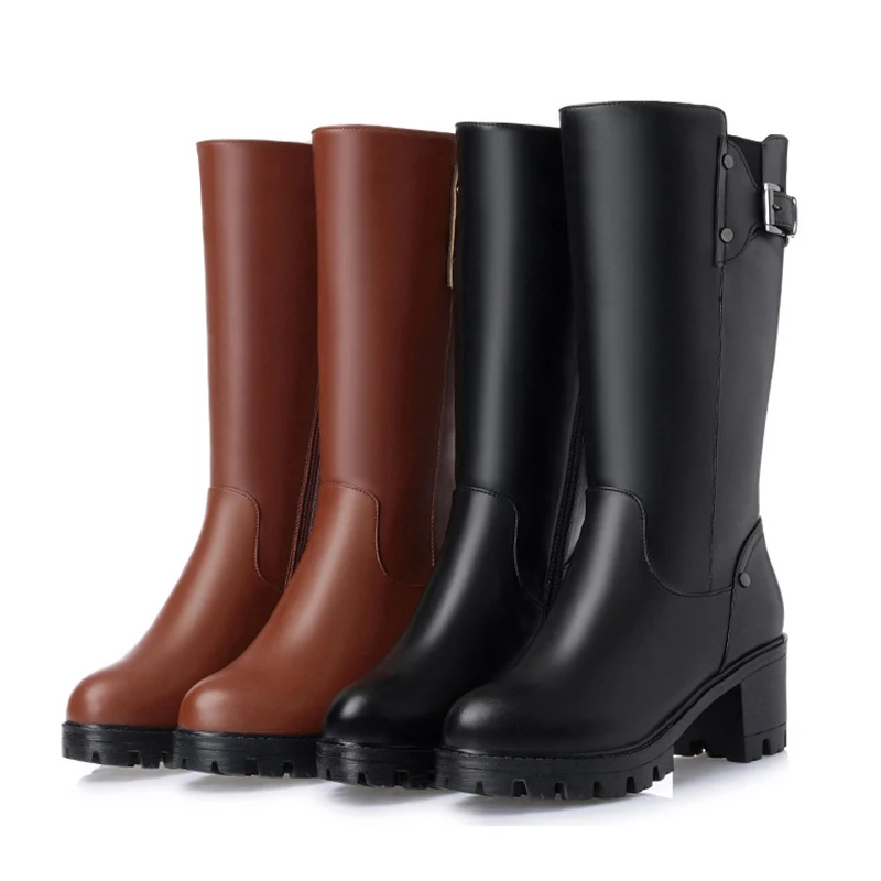 SONDR/Плюшевые высокие сапоги резиновые на платформе botas mujer invierno Цвет черный