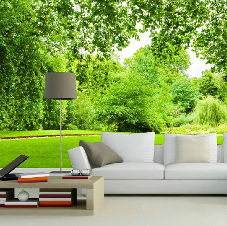 Фотообои на заказ с изображением зеленых листьев дерева натуральная бумага