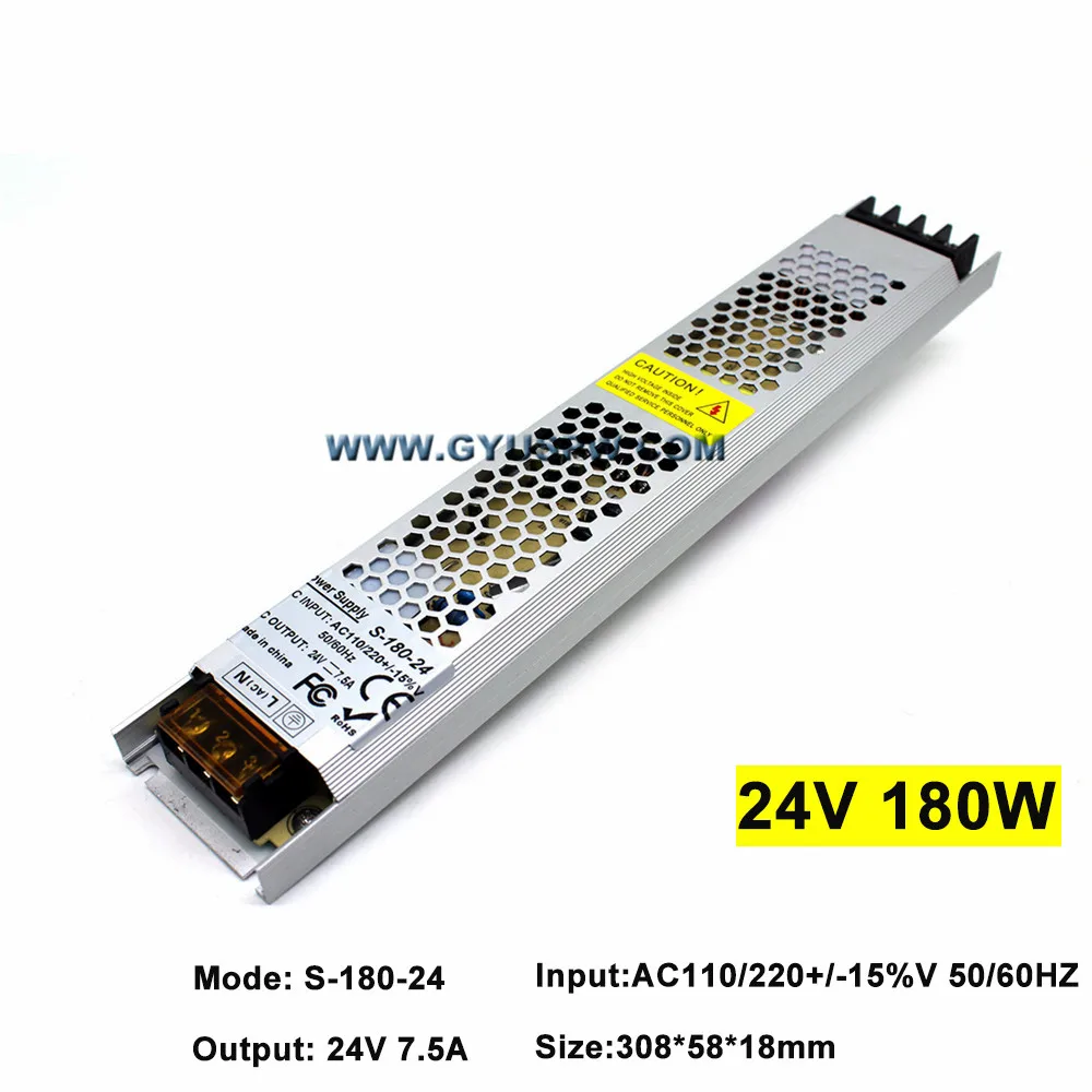 Ультратонкий светодиодный трансформатор DC24V 72 Вт 100 120 150 180 200 300 220 Драйвер адаптер