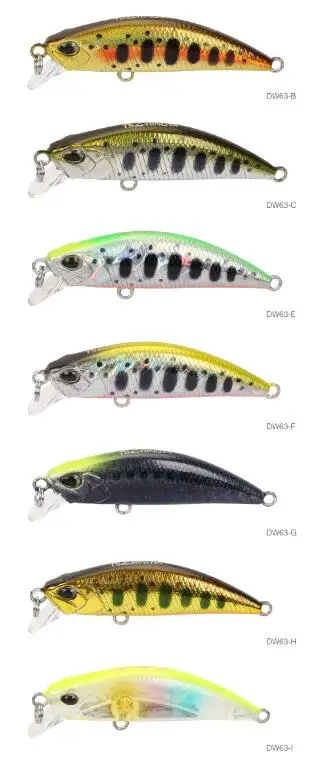 BCEFGHI DW63 TSURINOYA DW63 7pcs 50mm 5g Sinking Minnow Hard bait Fishing Lures Mini Minnow Treble hook Artificial bait - Color: BCEFGHI DW63