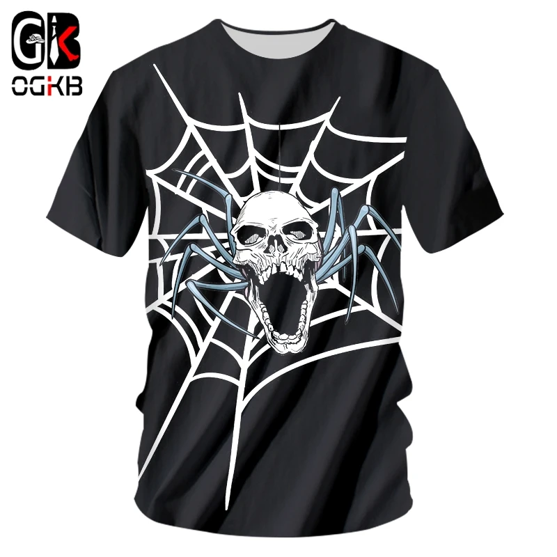 

OGKB Хэллоуин новый список человек о-хоп о-образный вырез Футболка 3D печать Паук Паутина и черепа трендовая Личность Повседневная Мужская фут...