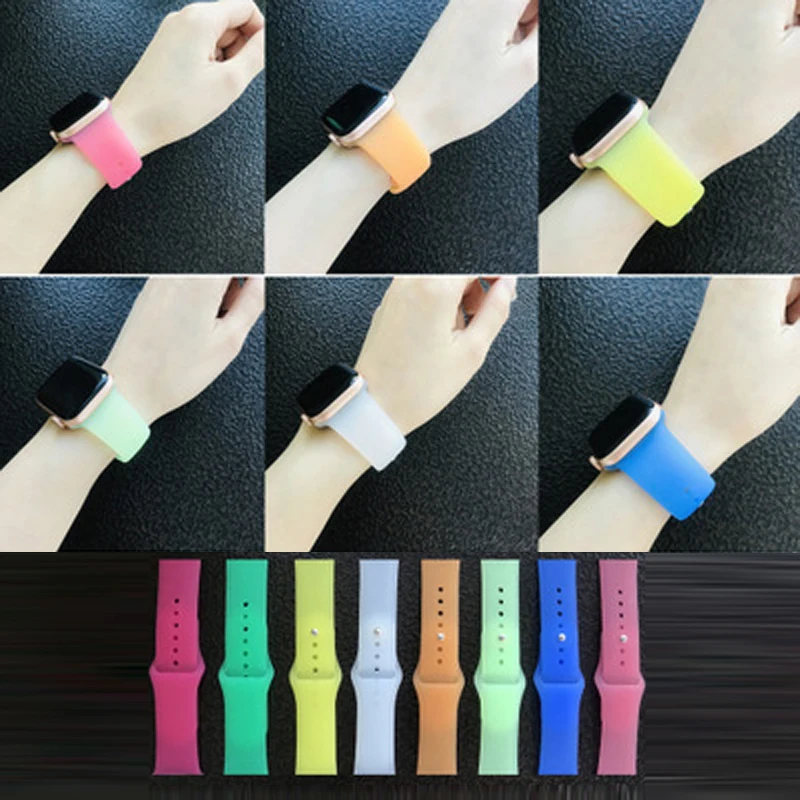 38 мм 40 42 44 прозрачный спортивный ремешок ярких цветов для Apple Watch Band iWatch серии 1 2 3 4