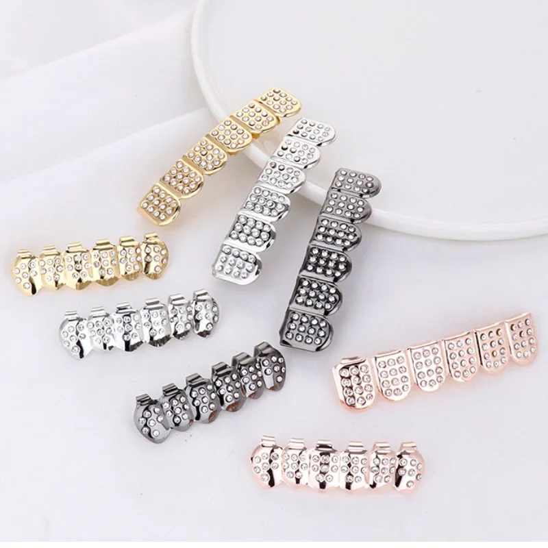 Sangdo позолота модные зубы Grillz набор со стразами зубная дырка блестящие Ложные для