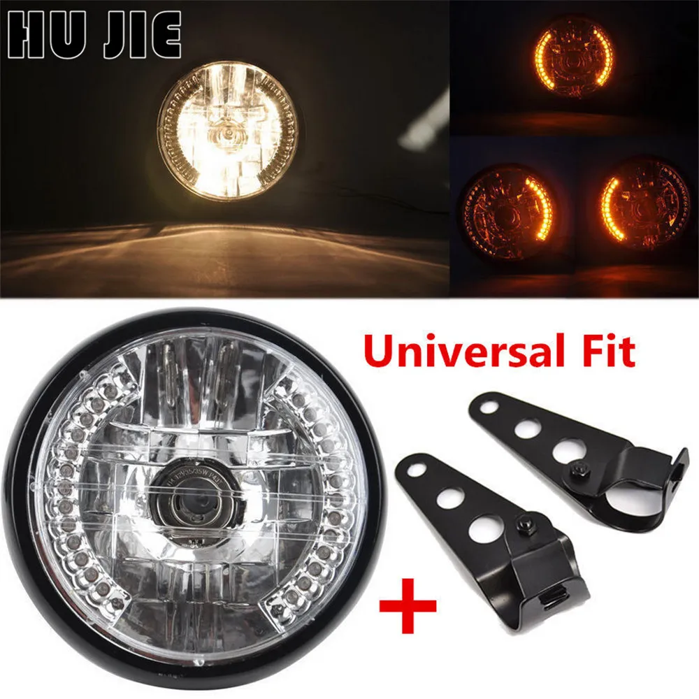 

Universal 7 Inch LED Turn Signal Light Motorcycle Bike Headlight Black Bracket Mount For Bikes Curisers Choppers