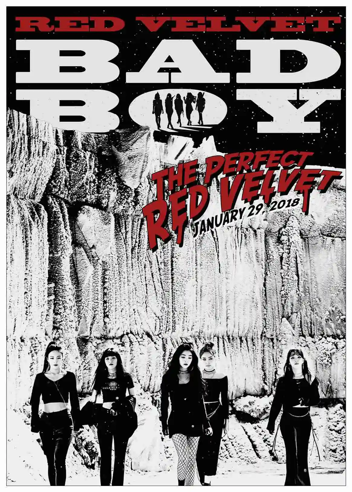 K-kpop Bad Boy красные бархатные плакаты белая мелованная бумага печатает живопись четкое изображение украшение дома настенное искусство стикер
