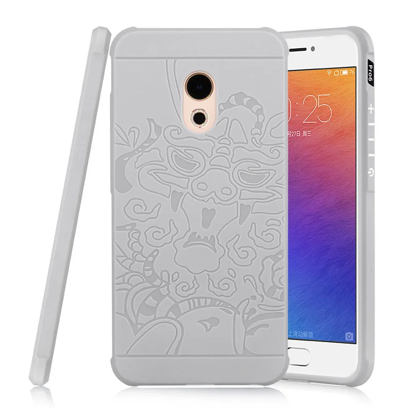 Gray 3D Чехол Uftemr для Meizu Pro 6 Plus, противоударный защитный чехол с 3D драконом, силиконовый мягкий чехол на заднюю панель для Meizu Pro 6 Pro6 Plus - Цвет: Gray 3D