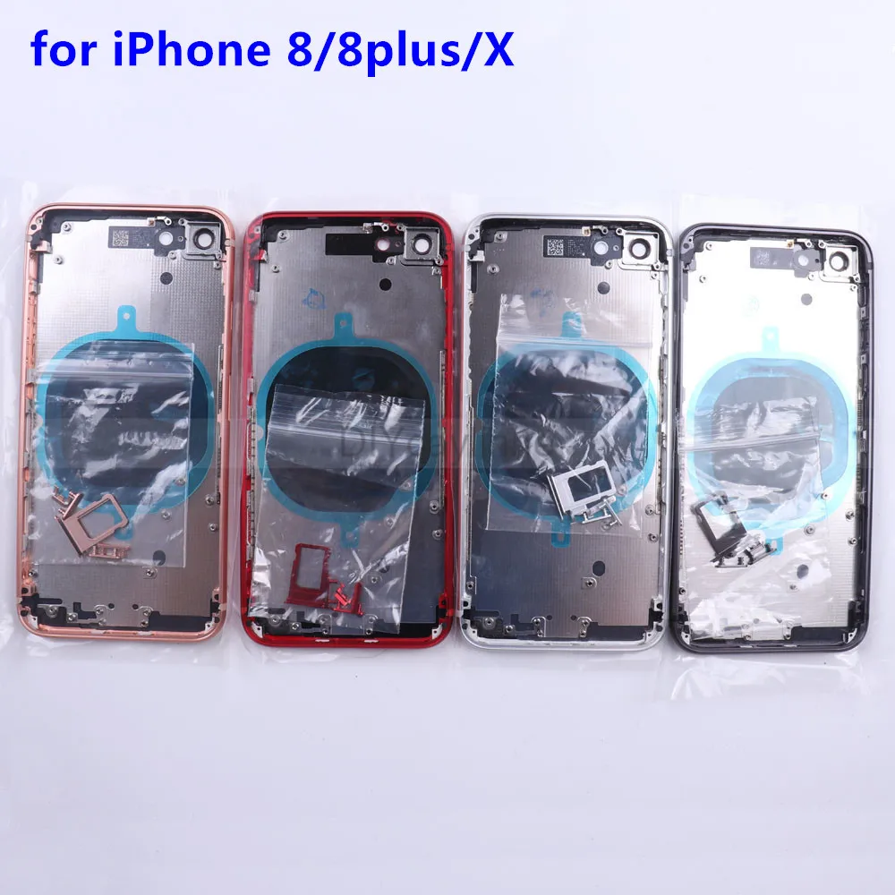 AAA запасные части для задней панели iPhone 8 8 Plus X 5," Задняя средняя рамка и Задняя стеклянная крышка с маленькими винтовыми частями