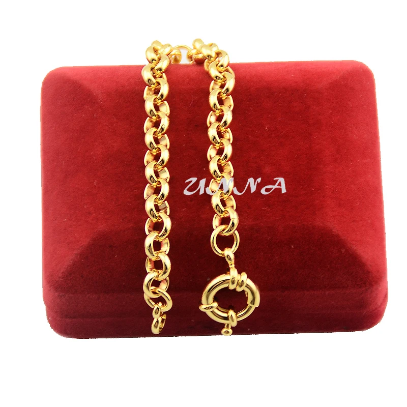 18cm-22cm New Men Women Yellow Bracelet Gold Filled Link Rolo Chain Wholesale Retails Jewelry (NO RED BOX) | Украшения и