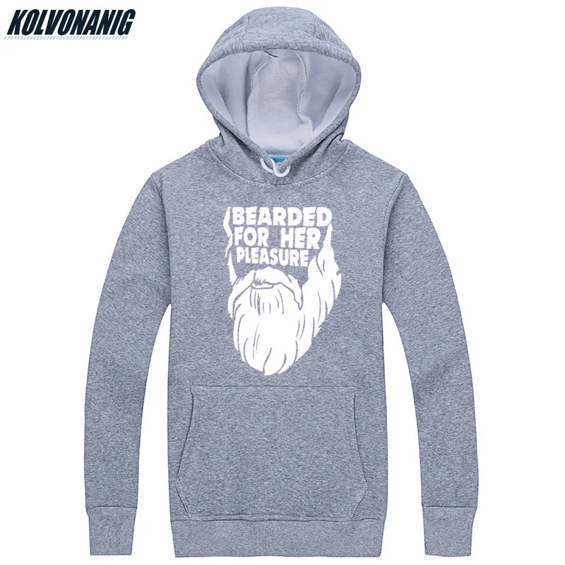 

KOLVONANIG Men's Winter Hoody Bearded For Her Pleasure Print Sweatshirts Men Fitness Warm Oversized Hoodies With Hat Pullover