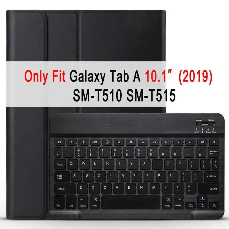 Black for T510 T515 Bluetooth клавиатура кожаный чехол для samsung Galaxy Tab A A6 10,1 T510 T515 T580 T585 10,5 T590 T595 чехол Funda - Цвет: Black for T510 T515