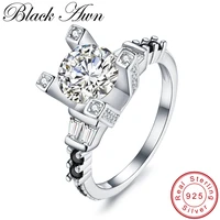 black awn eiffel tower engagement rings for women 925 sterling silver jewelry black spinel classic finger ring bague c256